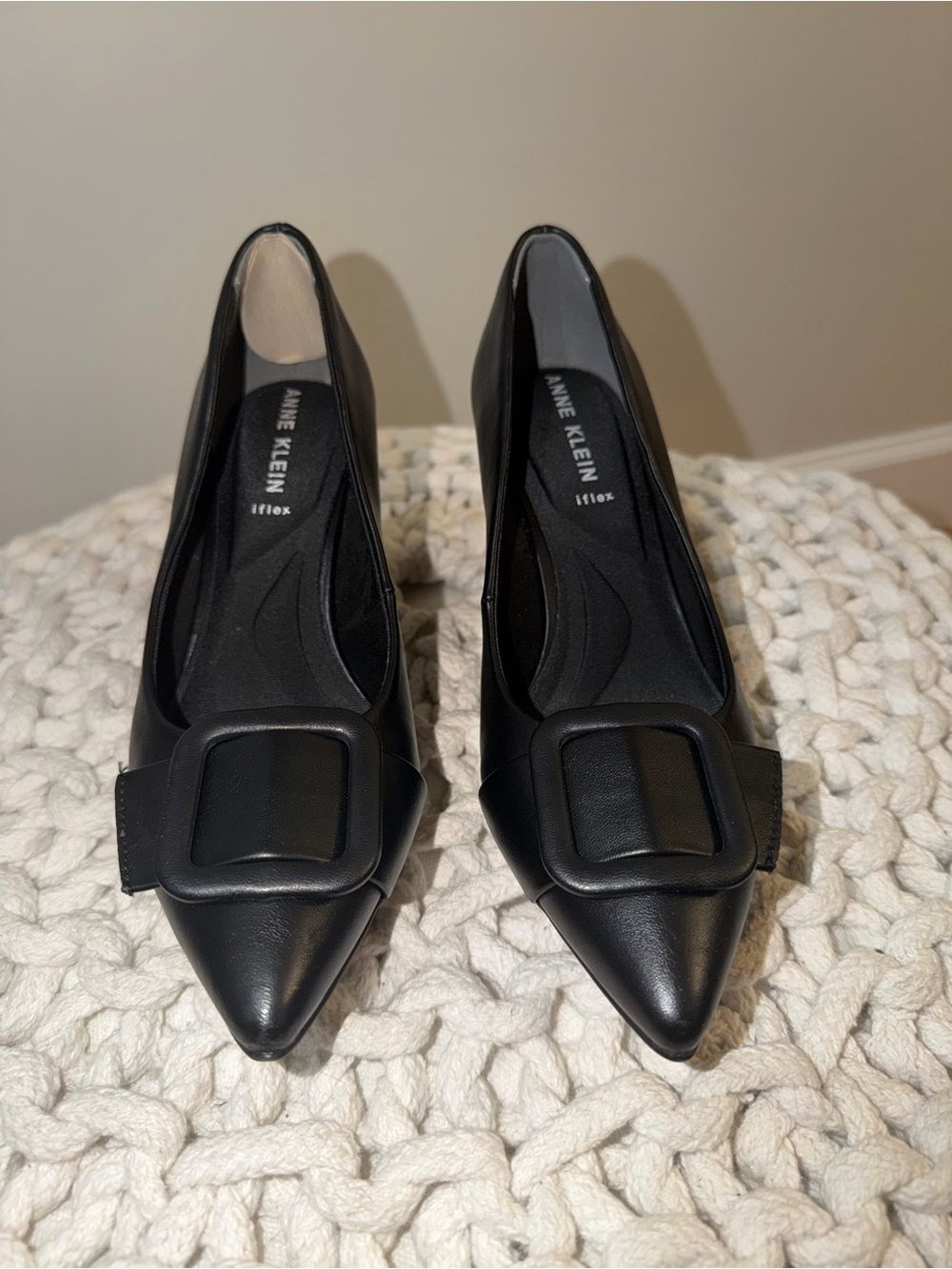 Anne Klein Bentley Black Buckle Heels Size 6.5M NWT